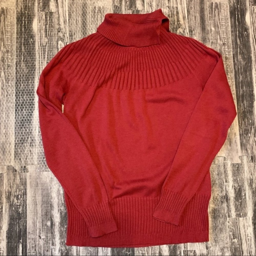 Leo & Nicole Cowl Neck Burnt Orange Red Sweater